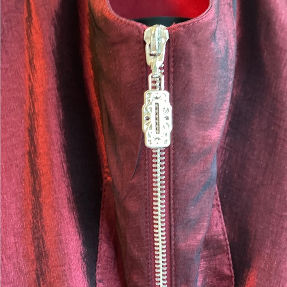 Frank Lyman Taffeta Zip-Front Dress, Burgundy, size 0 - Picture 3 of 16